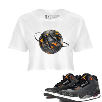 Air Jordan 3 Fear shirt to match jordans Camo Basketball Planet sneaker tees AJ3 Fear SNRT Sneaker Release Tees White 1 Crop T-Shirt