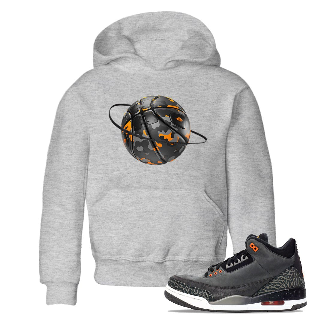 Air Jordan 3 Fear shirt to match jordans Camo Basketball Planet sneaker tees AJ3 Fear SNRT Sneaker Release Tees Baby Toddler Heather Grey 1 T-Shirt