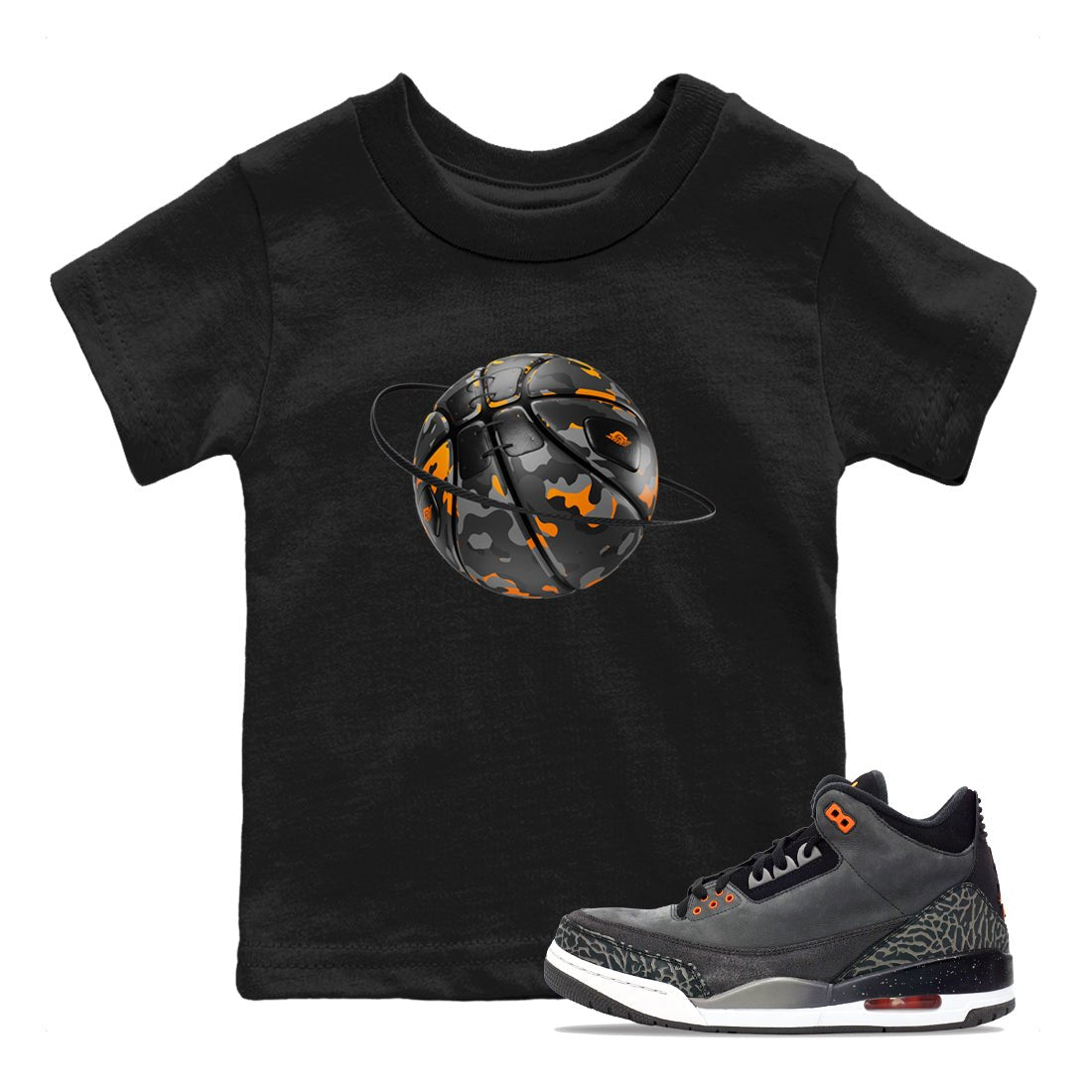 Air Jordan 3 Fear shirt to match jordans Camo Basketball Planet sneaker tees AJ3 Fear SNRT Sneaker Release Tees Baby Toddler Black 1 T-Shirt
