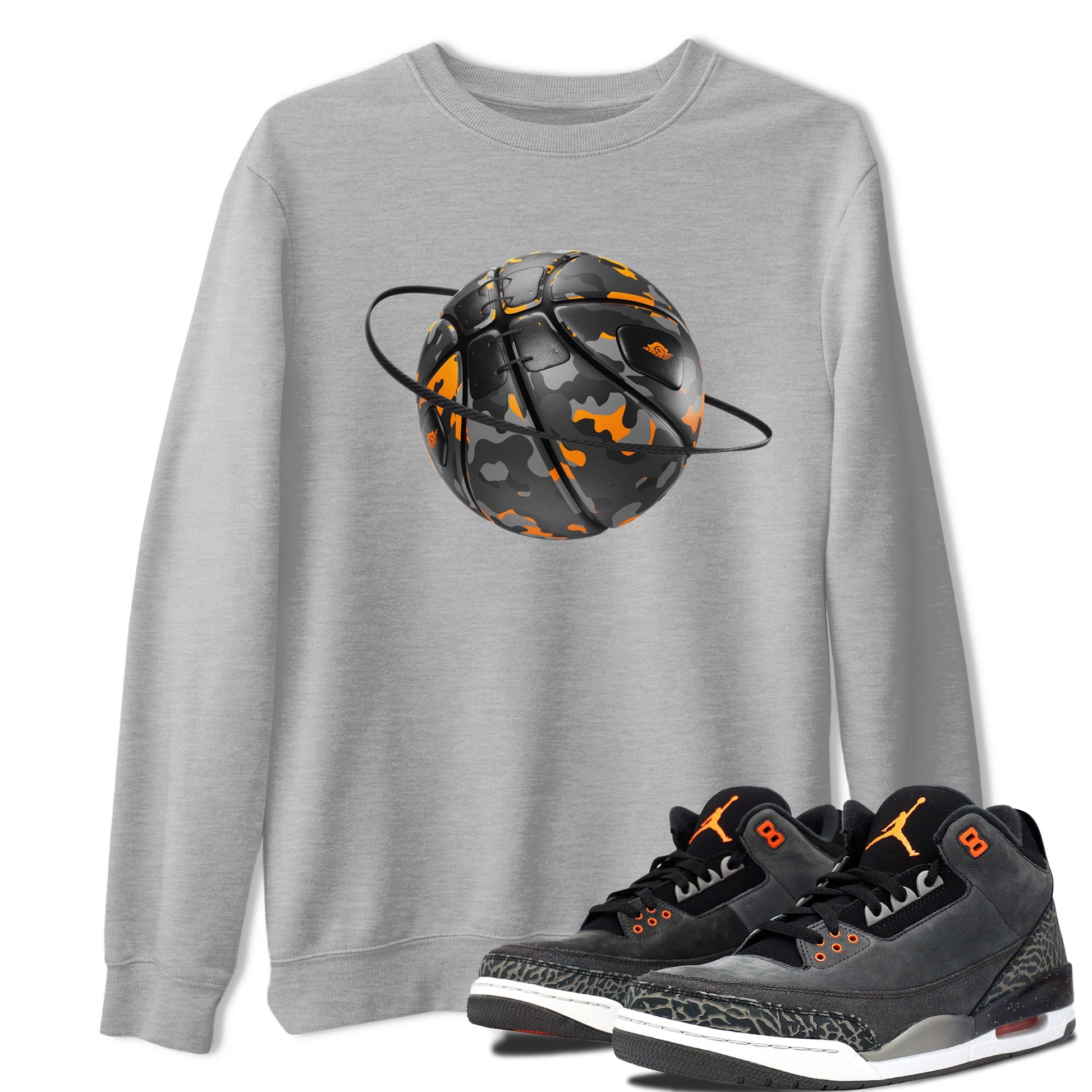 Air Jordan 3 Fear shirt to match jordans Camo Basketball Planet sneaker tees AJ3 Fear SNRT Sneaker Release Tees Unisex Heather Grey 1 T-Shirt