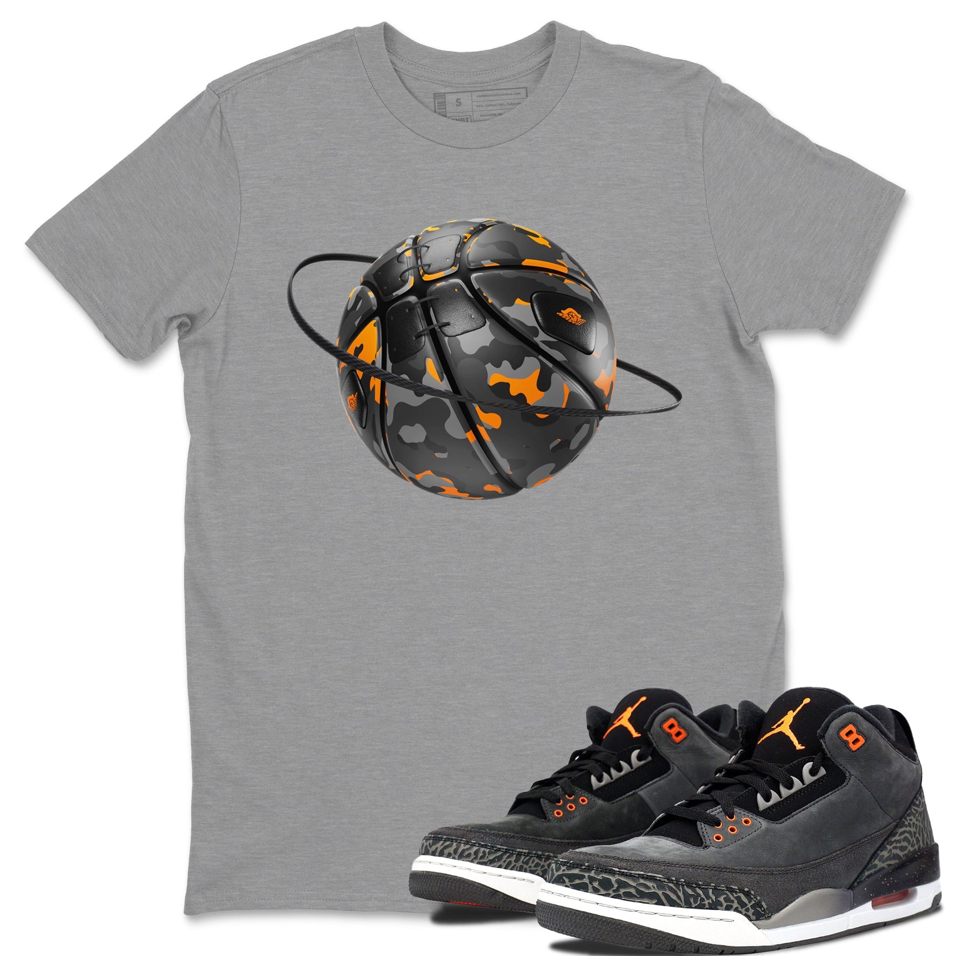 Air Jordan 3 Fear shirt to match jordans Camo Basketball Planet sneaker tees AJ3 Fear SNRT Sneaker Release Tees Unisex Heather Grey 1 T-Shirt