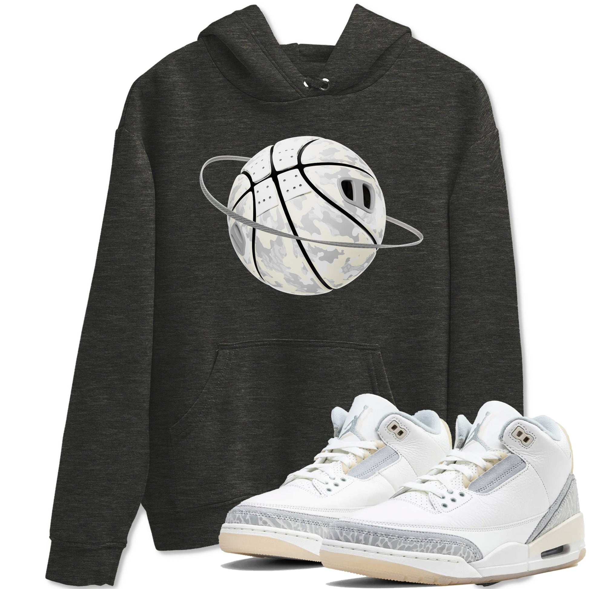 3s Ivory shirt to match jordans Camo Basketball Planet sneaker tees Air Jordan 3 Ivory SNRT Sneaker Release Tees unisex cotton Charcoal Heather 1 crew neck shirt