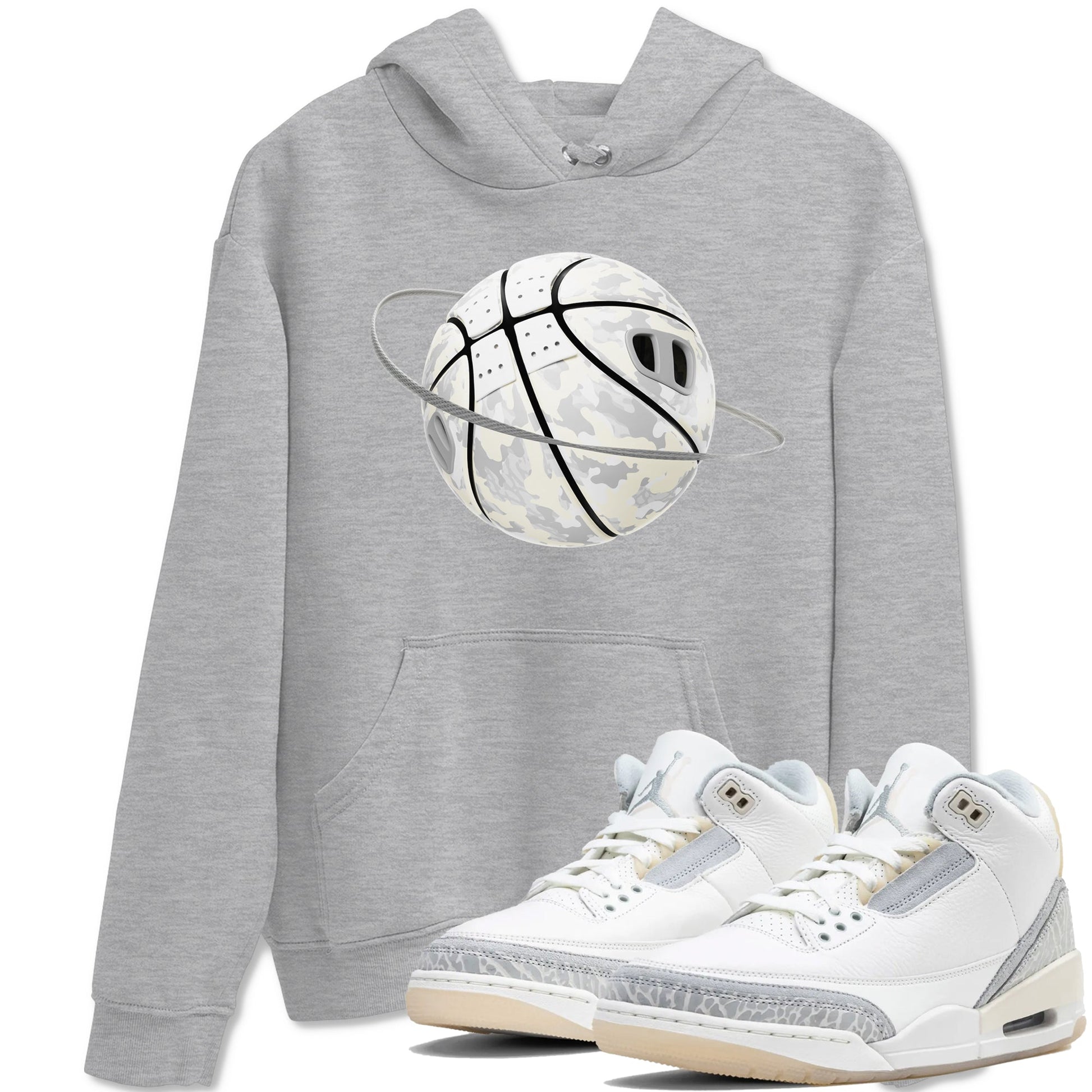3s Ivory shirt to match jordans Camo Basketball Planet sneaker tees Air Jordan 3 Ivory SNRT Sneaker Release Tees unisex cotton Heather Grey 1 crew neck shirt