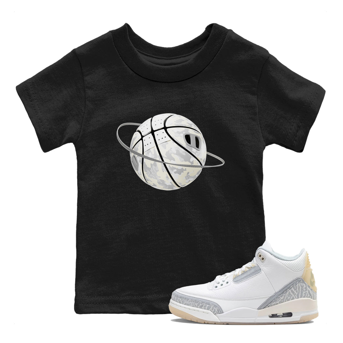 3s Ivory shirt to match jordans Camo Basketball Planet sneaker tees Air Jordan 3 Ivory SNRT sneaker release tees baby toddler Black 1 cotton Shirt