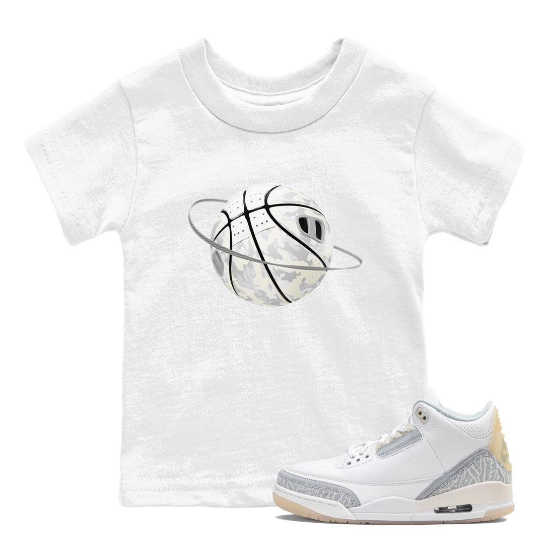 3s Ivory shirt to match jordans Camo Basketball Planet sneaker tees Air Jordan 3 Ivory SNRT sneaker release tees baby toddler White 1 cotton Shirt
