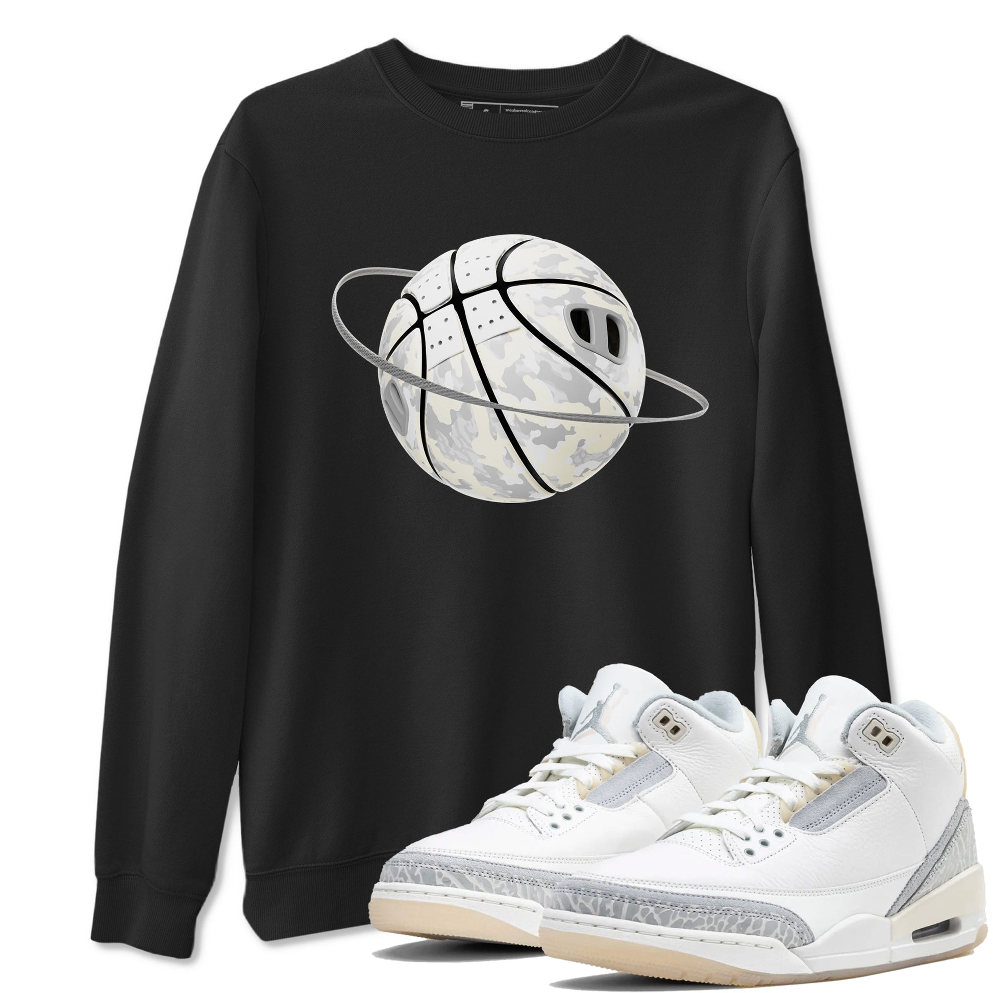 3s Ivory shirt to match jordans Camo Basketball Planet sneaker tees Air Jordan 3 Ivory SNRT Sneaker Release Tees unisex cotton Black 1 crew neck shirt