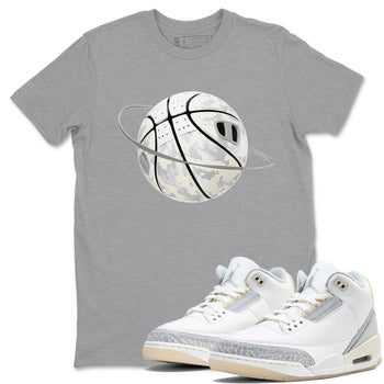 3s Ivory shirt to match jordans Camo Basketball Planet sneaker tees Air Jordan 3 Ivory SNRT Sneaker Release Tees unisex cotton Heather Grey 1 crew neck shirt
