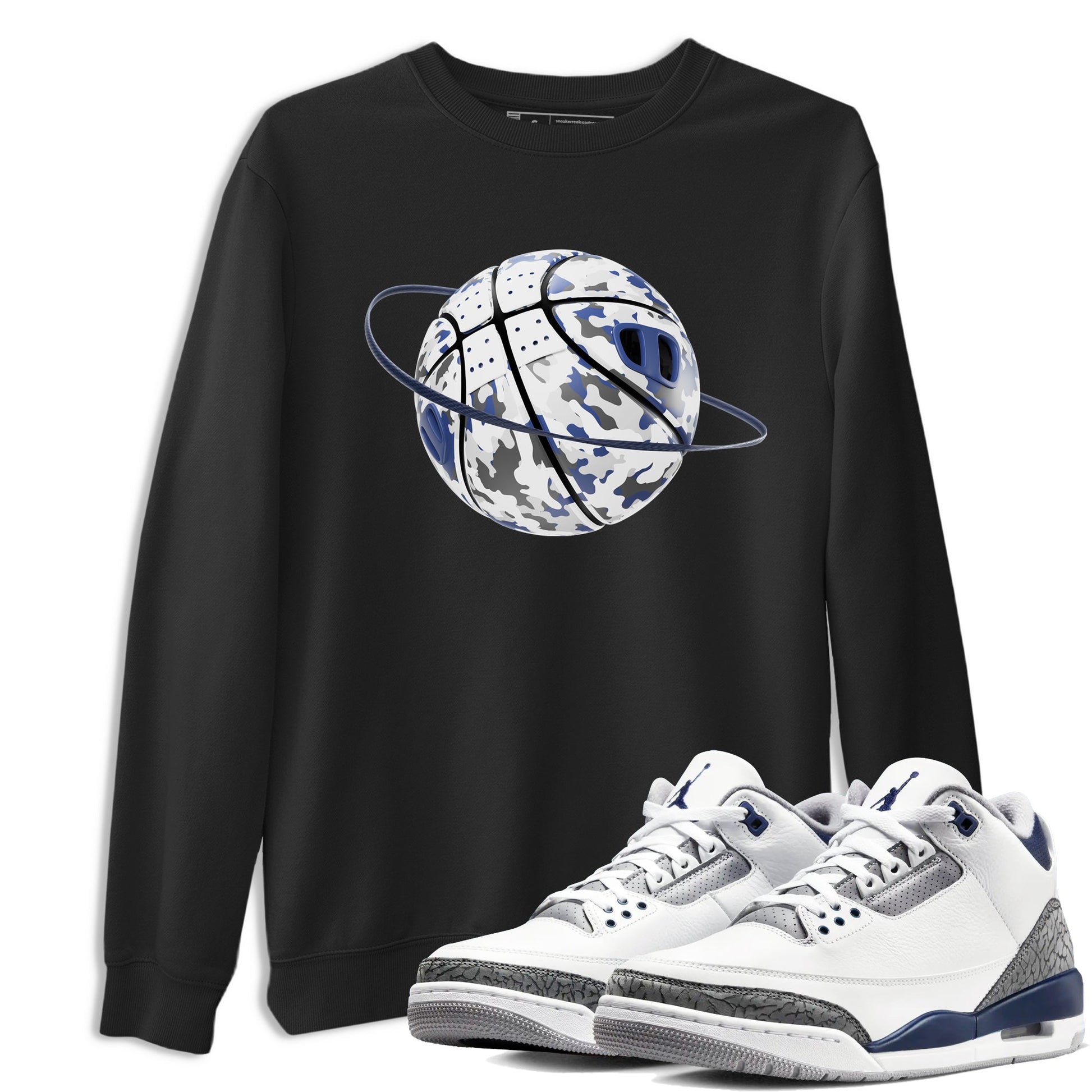 3s Midnight Navy shirt to match jordans Camo Basketball Planet sneaker tees AJ3 Midnight Navy SNRT Sneaker Release Tees unisex cotton Black 1 crew neck shirt