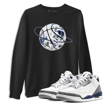 3s Midnight Navy shirt to match jordans Camo Basketball Planet sneaker tees AJ3 Midnight Navy SNRT Sneaker Release Tees unisex cotton Black 1 crew neck shirt