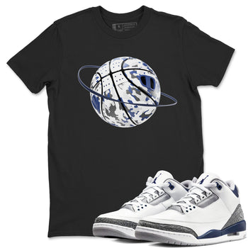 3s Midnight Navy shirt to match jordans Camo Basketball Planet sneaker tees AJ3 Midnight Navy SNRT Sneaker Release Tees unisex cotton Black 1 crew neck shirt