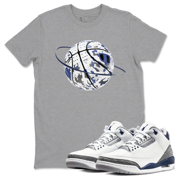 3s Midnight Navy shirt to match jordans Camo Basketball Planet sneaker tees AJ3 Midnight Navy SNRT Sneaker Release Tees unisex cotton Heather Grey 1 crew neck shirt