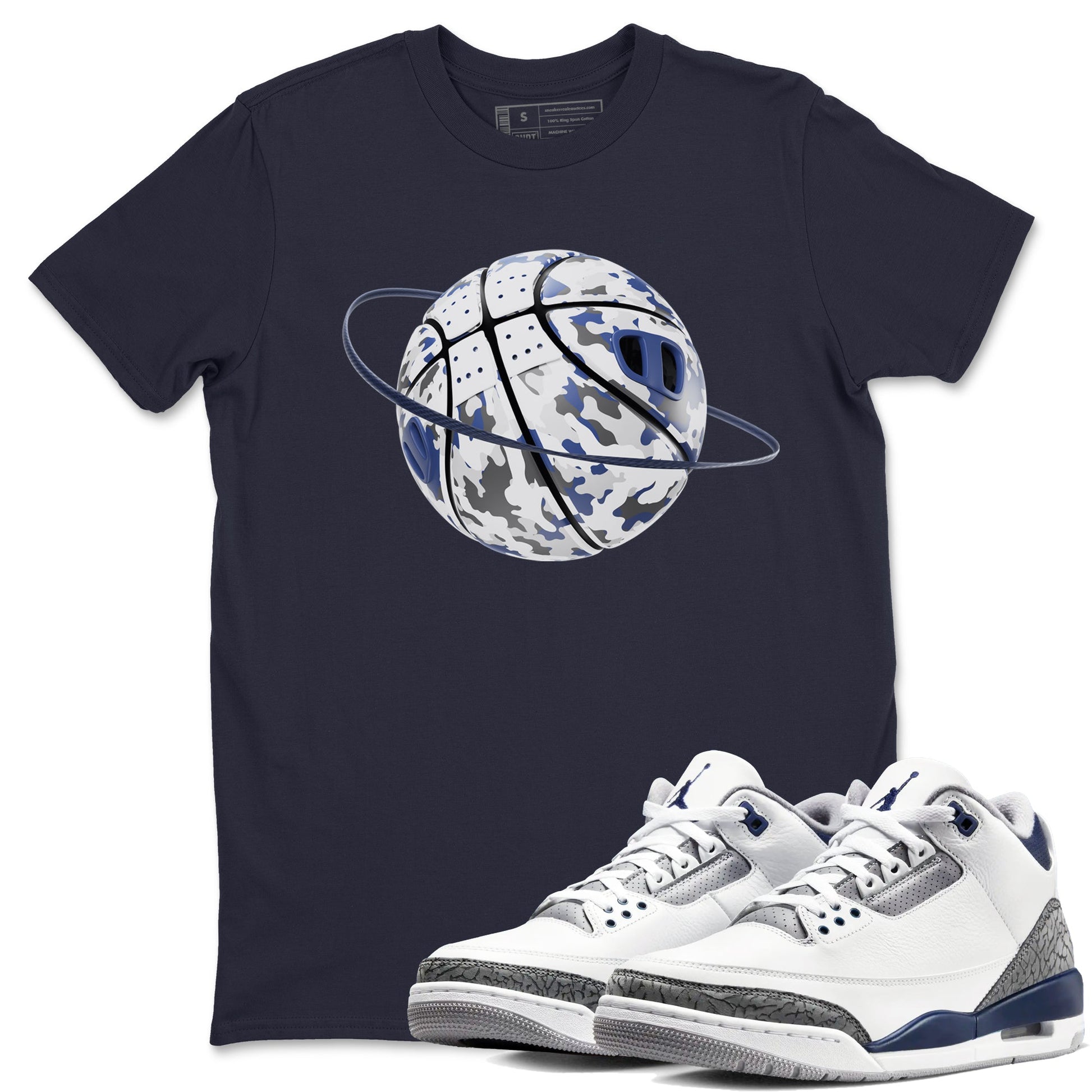 3s Midnight Navy shirt to match jordans Camo Basketball Planet sneaker tees AJ3 Midnight Navy SNRT Sneaker Release Tees unisex cotton Navy 1 crew neck shirt