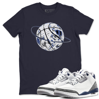 3s Midnight Navy shirt to match jordans Camo Basketball Planet sneaker tees AJ3 Midnight Navy SNRT Sneaker Release Tees unisex cotton Navy 1 crew neck shirt