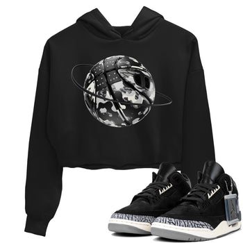 Air Jordan 3 Off Noir shirt to match jordans Camo Basketball Planet sneaker tees AJ3 Off Noir SNRT Sneaker Release Tees Black 1 Crop T-Shirt