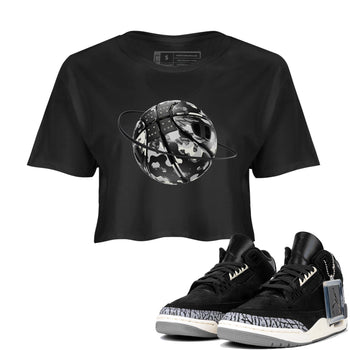 Air Jordan 3 Off Noir shirt to match jordans Camo Basketball Planet sneaker tees AJ3 Off Noir SNRT Sneaker Release Tees Black 1 Crop T-Shirt