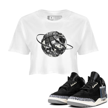 Air Jordan 3 Off Noir shirt to match jordans Camo Basketball Planet sneaker tees AJ3 Off Noir SNRT Sneaker Release Tees White 1 Crop T-Shirt