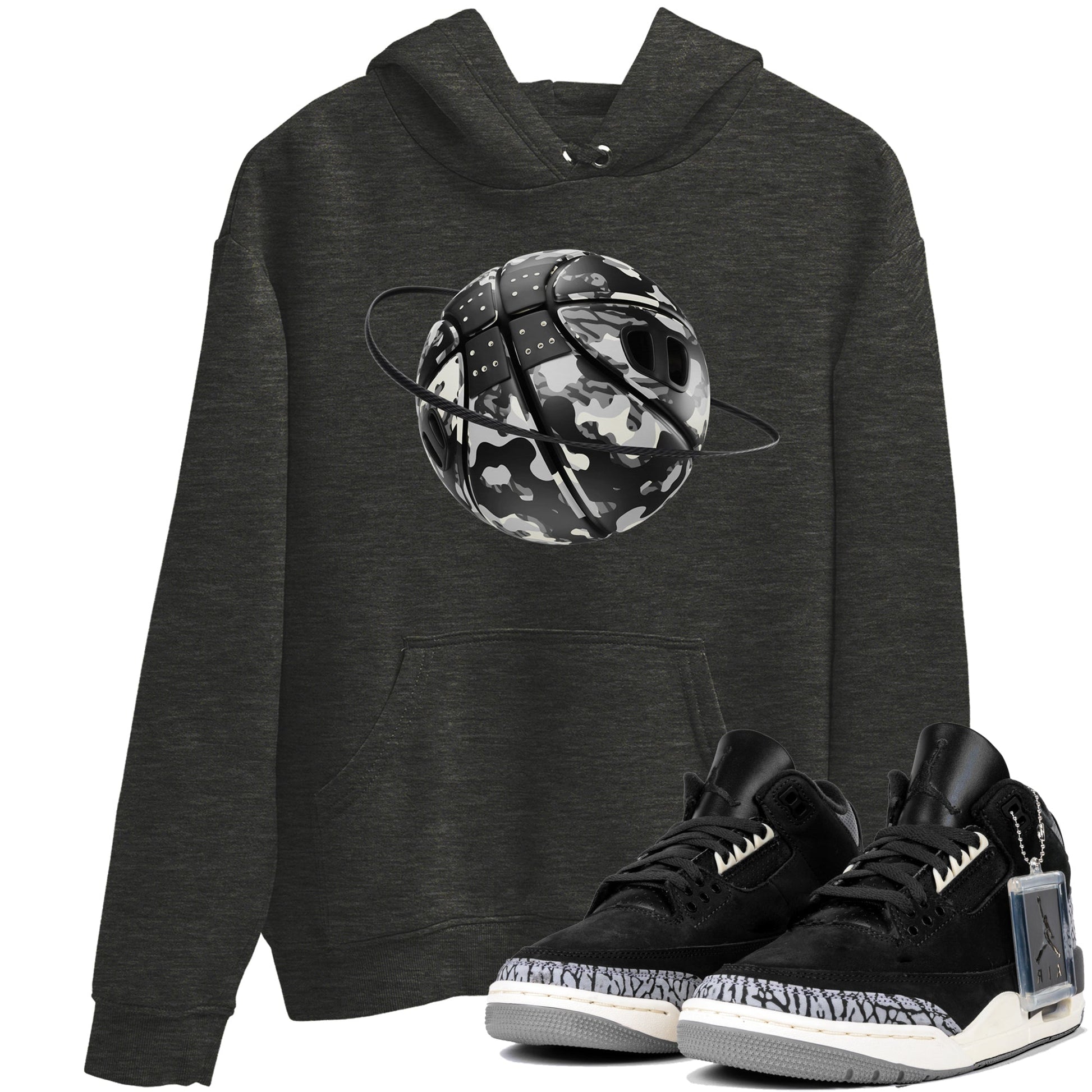 Air Jordan 3 Off Noir shirt to match jordans Camo Basketball Planet sneaker tees AJ3 Off Noir SNRT Sneaker Release Tees Unisex Charcoal Heather 1 T-Shirt