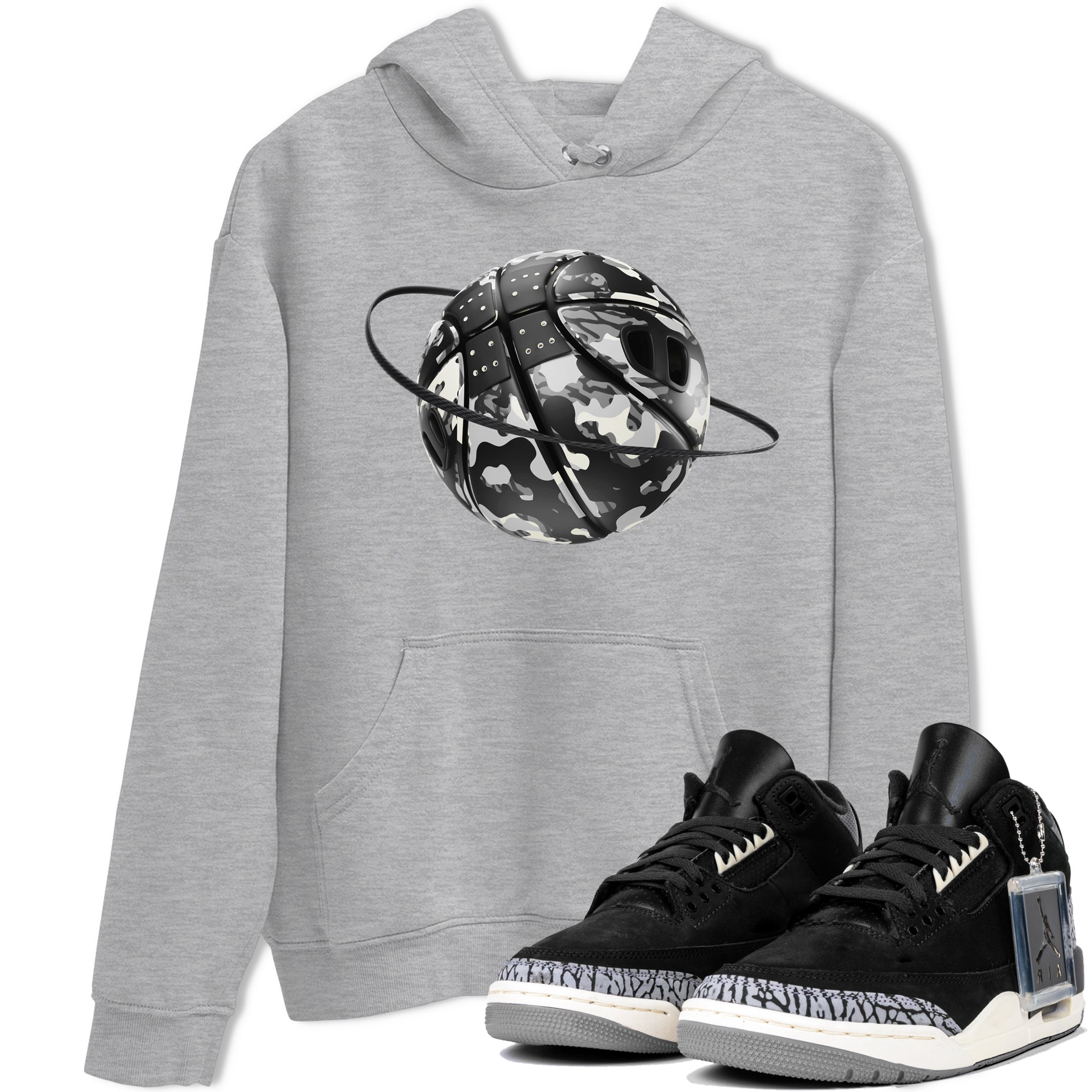 Air Jordan 3 Off Noir shirt to match jordans Camo Basketball Planet sneaker tees AJ3 Off Noir SNRT Sneaker Release Tees Unisex Heather Grey 1 T-Shirt