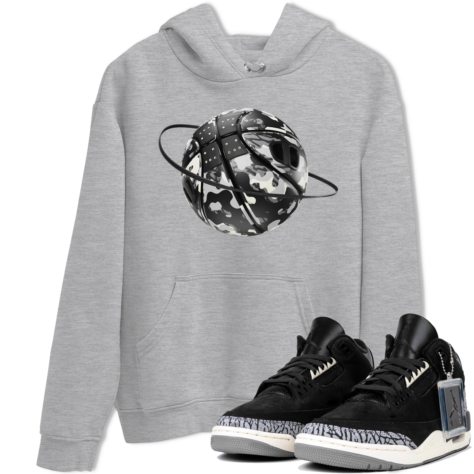 Air Jordan 3 Off Noir shirt to match jordans Camo Basketball Planet sneaker tees AJ3 Off Noir SNRT Sneaker Release Tees Unisex Heather Grey 1 T-Shirt