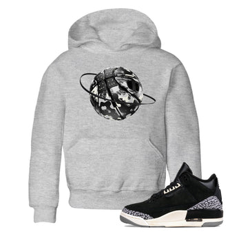 Air Jordan 3 Off Noir shirt to match jordans Camo Basketball Planet sneaker tees AJ3 Off Noir SNRT Sneaker Release Tees Baby Toddler Heather Grey 1 T-Shirt