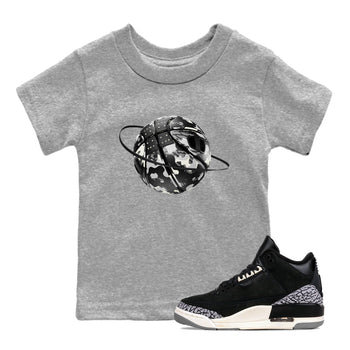 Air Jordan 3 Off Noir shirt to match jordans Camo Basketball Planet sneaker tees AJ3 Off Noir SNRT Sneaker Release Tees Baby Toddler Heather Grey 1 T-Shirt