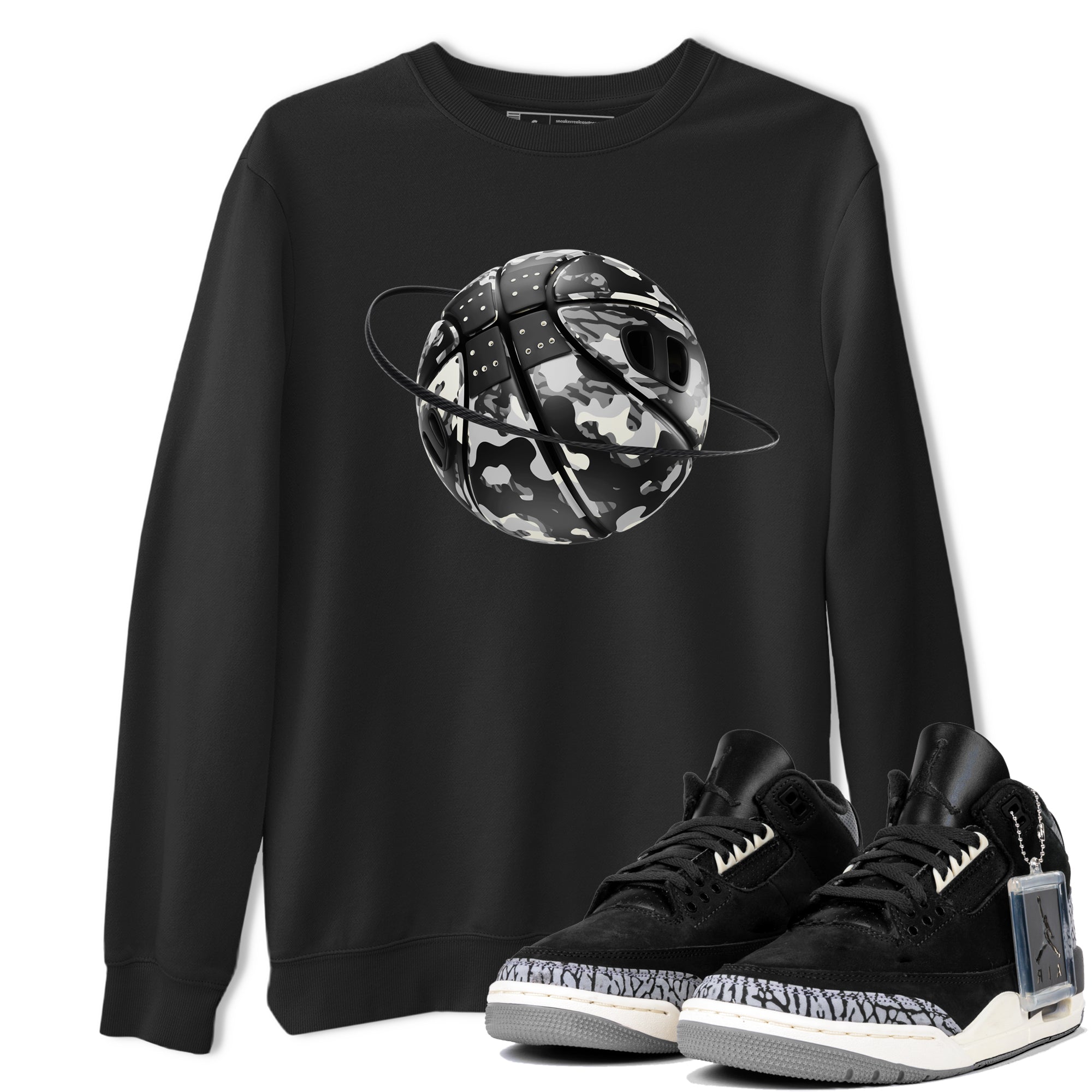 Air Jordan 3 Off Noir shirt to match jordans Camo Basketball Planet sneaker tees AJ3 Off Noir SNRT Sneaker Release Tees Unisex Black 1 T-Shirt