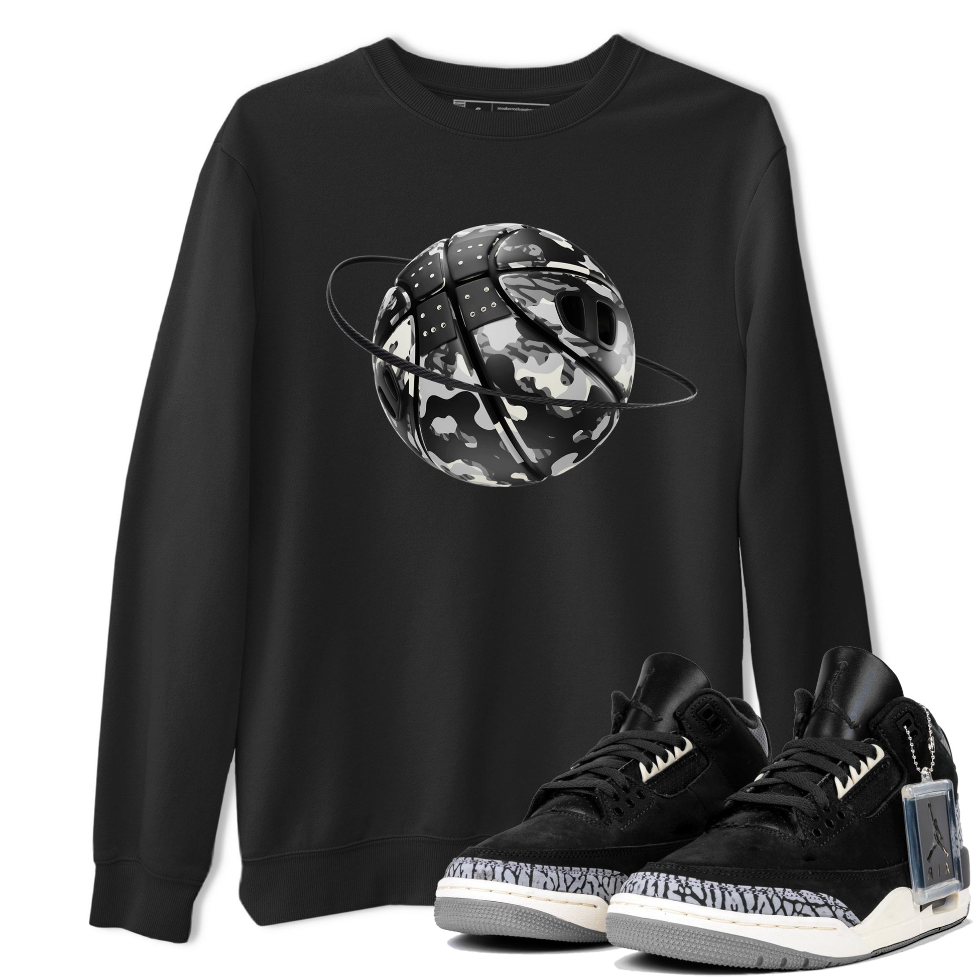 Air Jordan 3 Off Noir shirt to match jordans Camo Basketball Planet sneaker tees AJ3 Off Noir SNRT Sneaker Release Tees Unisex Black 1 T-Shirt