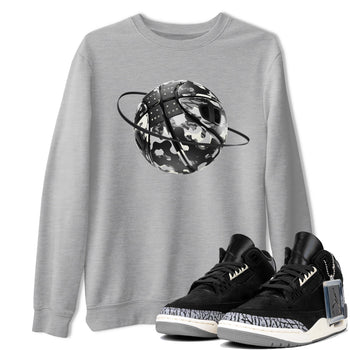 Air Jordan 3 Off Noir shirt to match jordans Camo Basketball Planet sneaker tees AJ3 Off Noir SNRT Sneaker Release Tees Unisex Heather Grey 1 T-Shirt