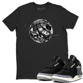 Air Jordan 3 Off Noir shirt to match jordans Camo Basketball Planet sneaker tees AJ3 Off Noir SNRT Sneaker Release Tees Unisex Black 1 T-Shirt
