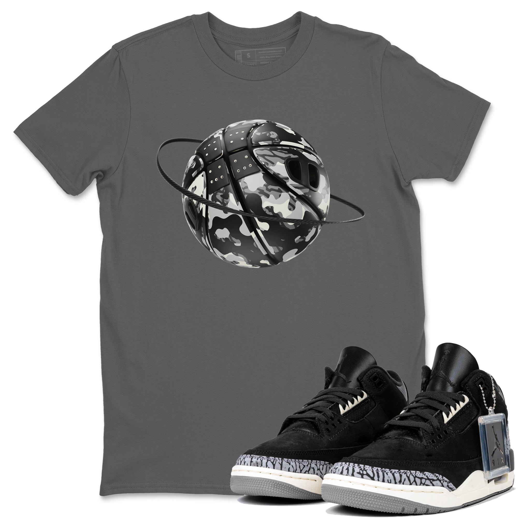 Air Jordan 3 Off Noir shirt to match jordans Camo Basketball Planet sneaker tees AJ3 Off Noir SNRT Sneaker Release Tees Unisex Cool Grey 1 T-Shirt