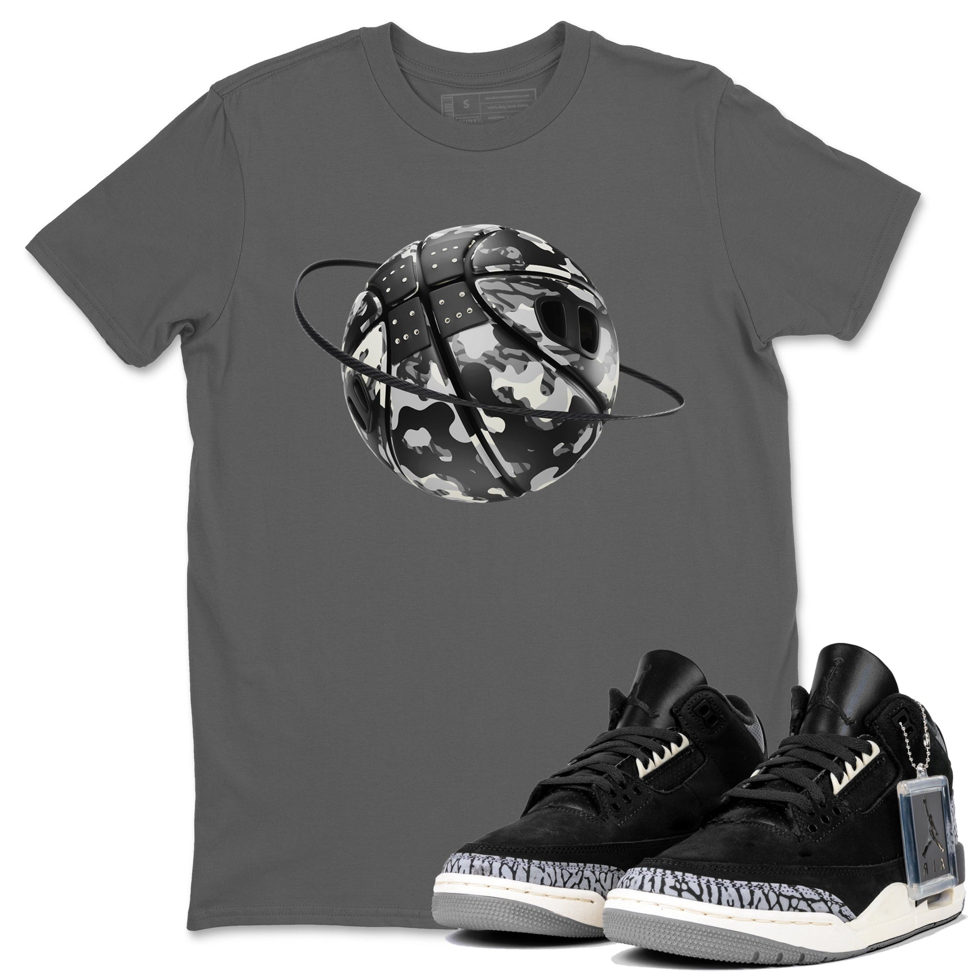 Air Jordan 3 Off Noir shirt to match jordans Camo Basketball Planet sneaker tees AJ3 Off Noir SNRT Sneaker Release Tees Unisex Cool Grey 1 T-Shirt