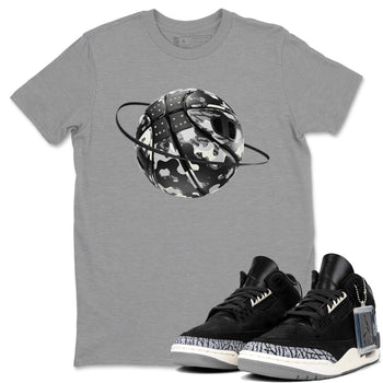 Air Jordan 3 Off Noir shirt to match jordans Camo Basketball Planet sneaker tees AJ3 Off Noir SNRT Sneaker Release Tees Unisex Heather Grey 1 T-Shirt