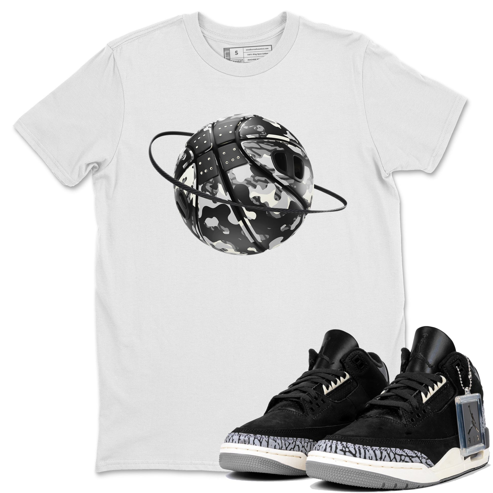 Air Jordan 3 Off Noir shirt to match jordans Camo Basketball Planet sneaker tees AJ3 Off Noir SNRT Sneaker Release Tees Unisex White 1 T-Shirt