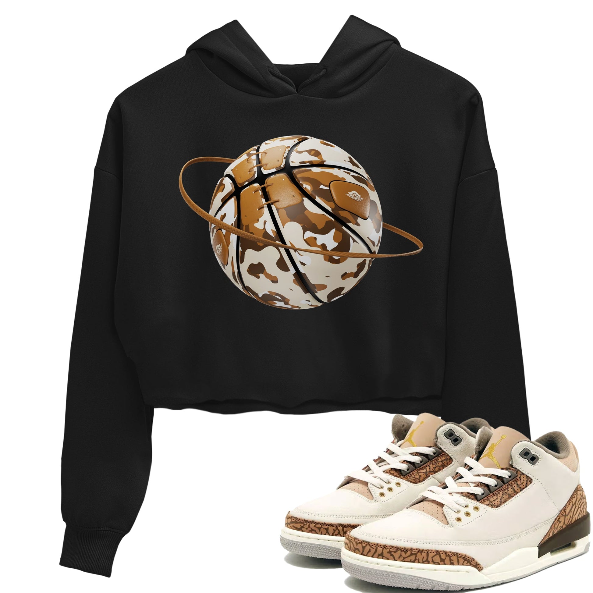 Air Jordan 3 Palomino shirt to match jordans Camo Basketball Planet sneaker tees AJ3 Palomino SNRT Sneaker Release Tees Black 1 Crop T-Shirt