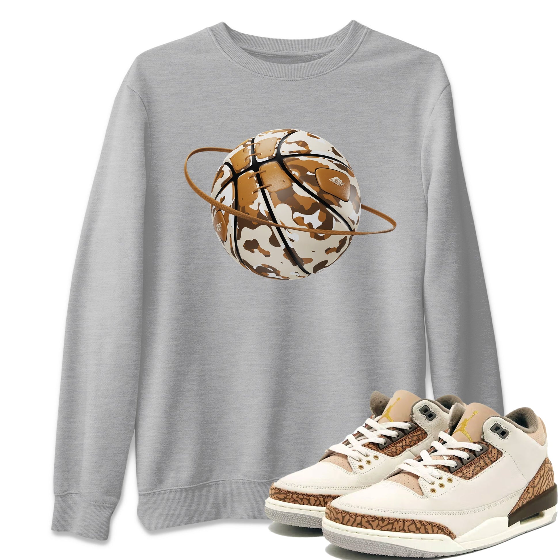 Air Jordan 3 Palomino shirt to match jordans Camo Basketball Planet sneaker tees AJ3 Palomino SNRT Sneaker Release Tees Unisex Heather Grey 1 T-Shirt