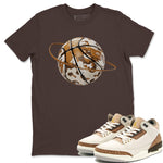 Air Jordan 3 Palomino shirt to match jordans Camo Basketball Planet sneaker tees AJ3 Palomino SNRT Sneaker Release Tees Unisex Dark Chocolate 1 T-Shirt