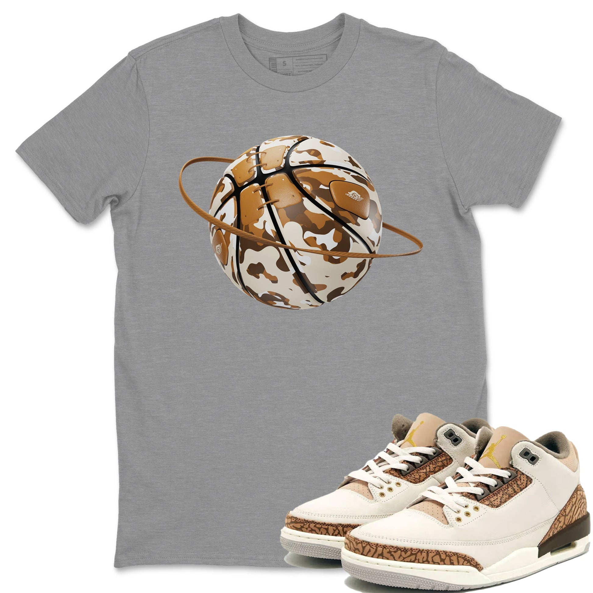 Air Jordan 3 Palomino shirt to match jordans Camo Basketball Planet sneaker tees AJ3 Palomino SNRT Sneaker Release Tees Unisex Heather Grey 1 T-Shirt