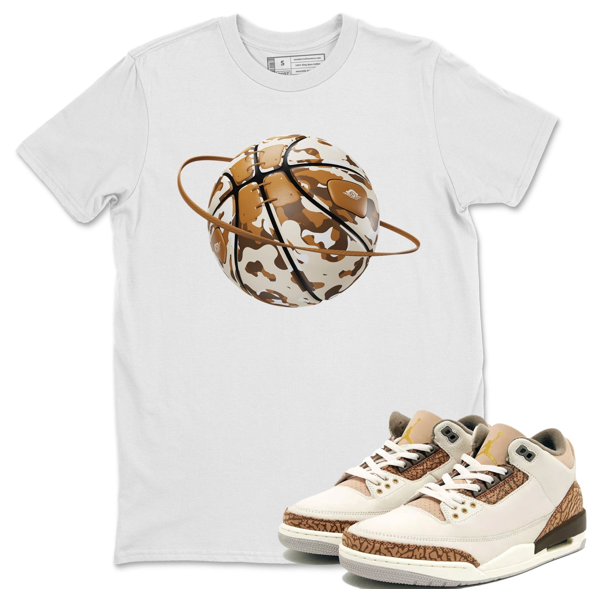 Air Jordan 3 Palomino shirt to match jordans Camo Basketball Planet sneaker tees AJ3 Palomino SNRT Sneaker Release Tees Unisex White 1 T-Shirt