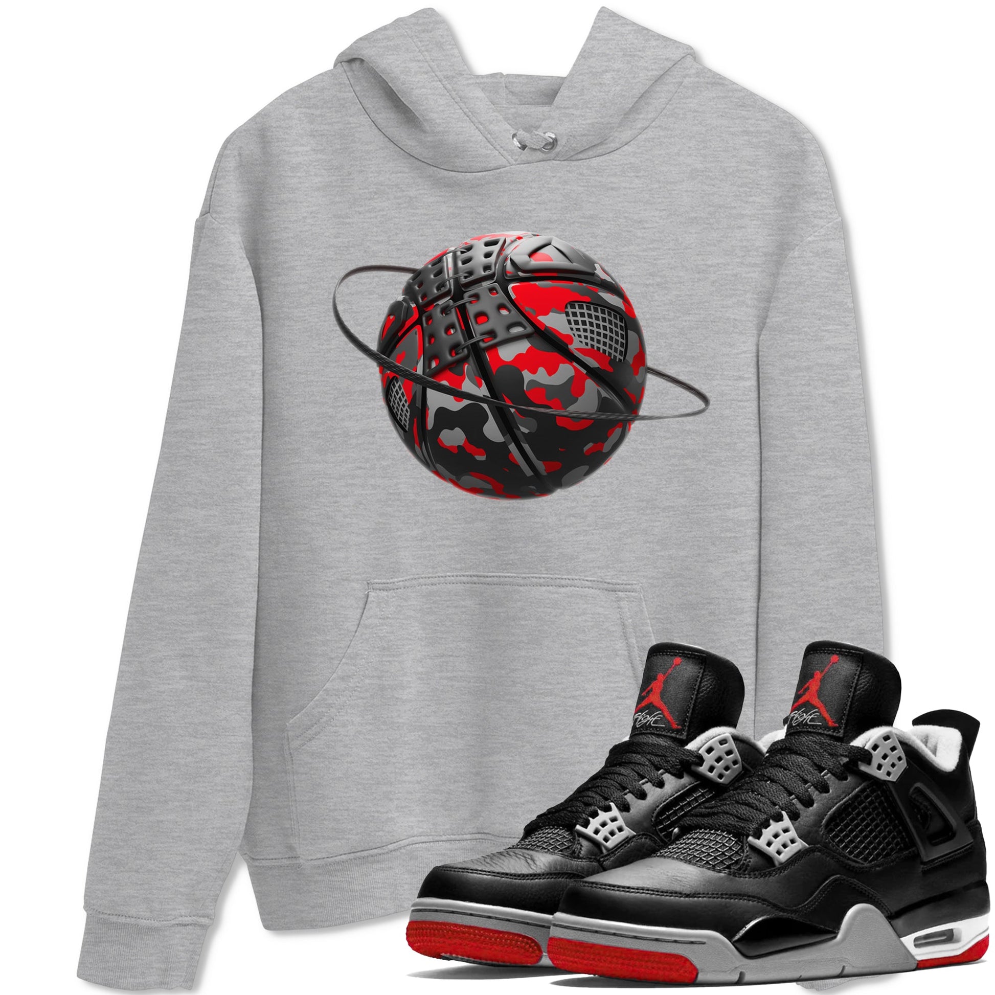 4s Bred Reimagined shirt to match jordans Camo Basketball Planet sneaker tees Air Jordan 4 Bred Reimagined SNRT Sneaker Release Tees Unisex Heather Grey 1 T-Shirt