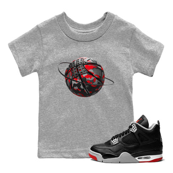 4s Bred Reimagined shirt to match jordans Camo Basketball Planet sneaker tees Air Jordan 4 Bred Reimagined SNRT Sneaker Release Tees Baby Toddler Heather Grey 1 T-Shirt