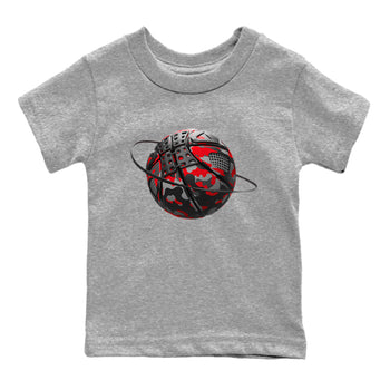 4s Bred Reimagined shirt to match jordans Camo Basketball Planet sneaker tees Air Jordan 4 Bred Reimagined SNRT Sneaker Release Tees Baby Toddler Heather Grey 2 T-Shirt