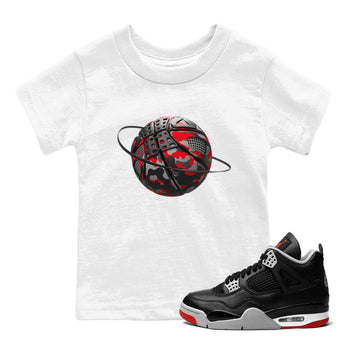 4s Bred Reimagined shirt to match jordans Camo Basketball Planet sneaker tees Air Jordan 4 Bred Reimagined SNRT Sneaker Release Tees Baby Toddler White 1 T-Shirt