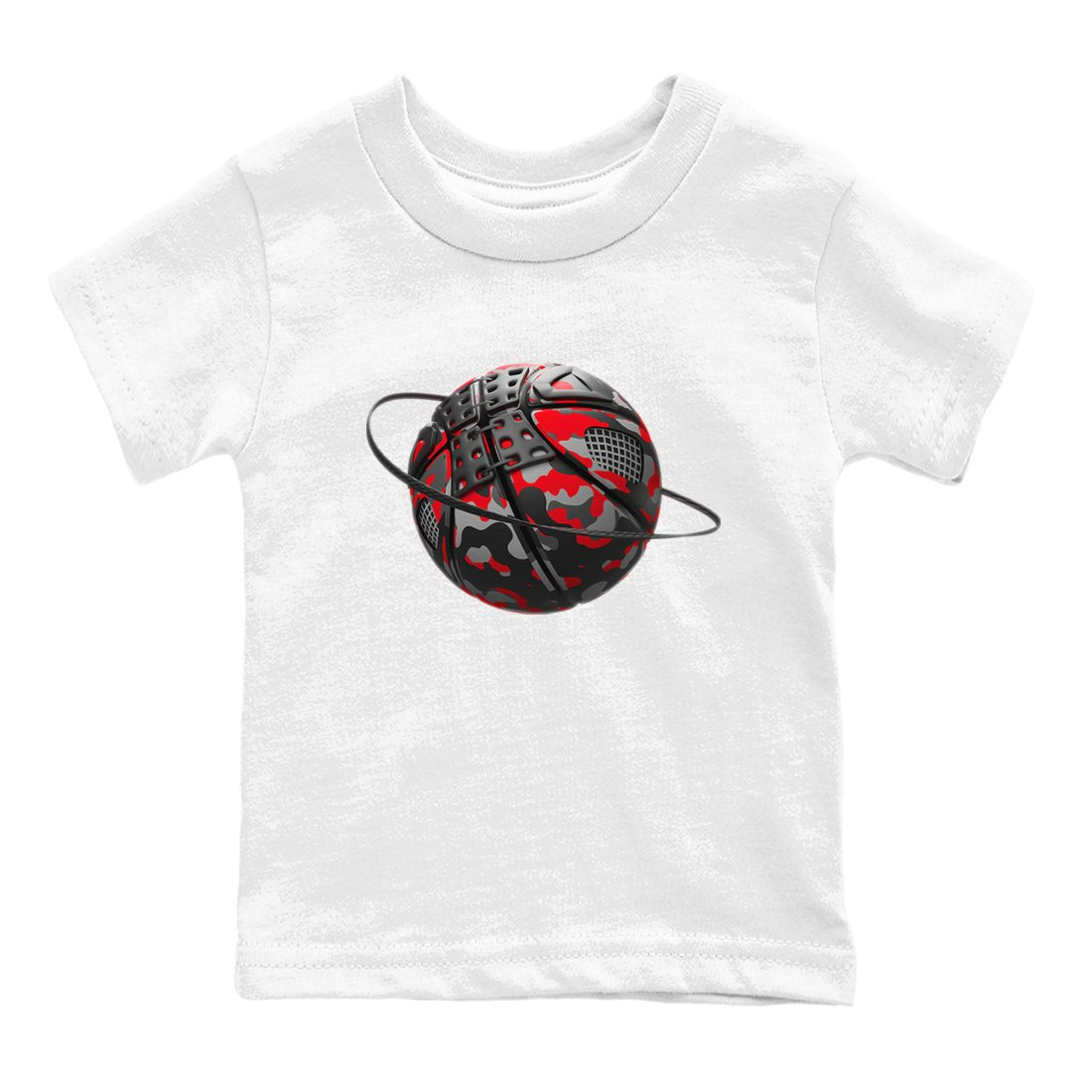 4s Bred Reimagined shirt to match jordans Camo Basketball Planet sneaker tees Air Jordan 4 Bred Reimagined SNRT Sneaker Release Tees Baby Toddler White 2 T-Shirt
