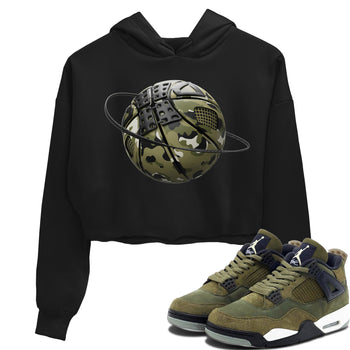 Air Jordan 4 Medium Olive shirt to match jordans Camo Basketball Planet sneaker tees AJ4Medium Olive SNRT Sneaker Release Tees Black 1 Crop T-Shirt