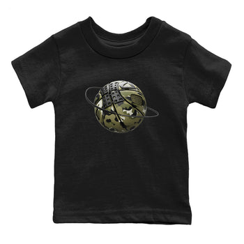 Air Jordan 4 Medium Olive shirt to match jordans Camo Basketball Planet sneaker tees AJ4Medium Olive SNRT Sneaker Release Tees Baby Toddler Black 2 T-Shirt