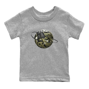 Air Jordan 4 Medium Olive shirt to match jordans Camo Basketball Planet sneaker tees AJ4Medium Olive SNRT Sneaker Release Tees Baby Toddler Heather Grey 2 T-Shirt
