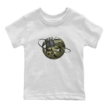 Air Jordan 4 Medium Olive shirt to match jordans Camo Basketball Planet sneaker tees AJ4Medium Olive SNRT Sneaker Release Tees Baby Toddler White 2 T-Shirt