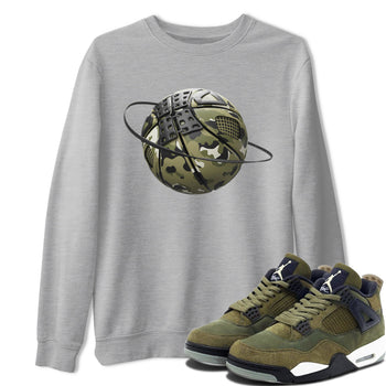 Air Jordan 4 Medium Olive shirt to match jordans Camo Basketball Planet sneaker tees AJ4Medium Olive SNRT Sneaker Release Tees Unisex Heather Grey 1 T-Shirt