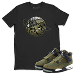 Air Jordan 4 Medium Olive shirt to match jordans Camo Basketball Planet sneaker tees AJ4Medium Olive SNRT Sneaker Release Tees Unisex Black 1 T-Shirt