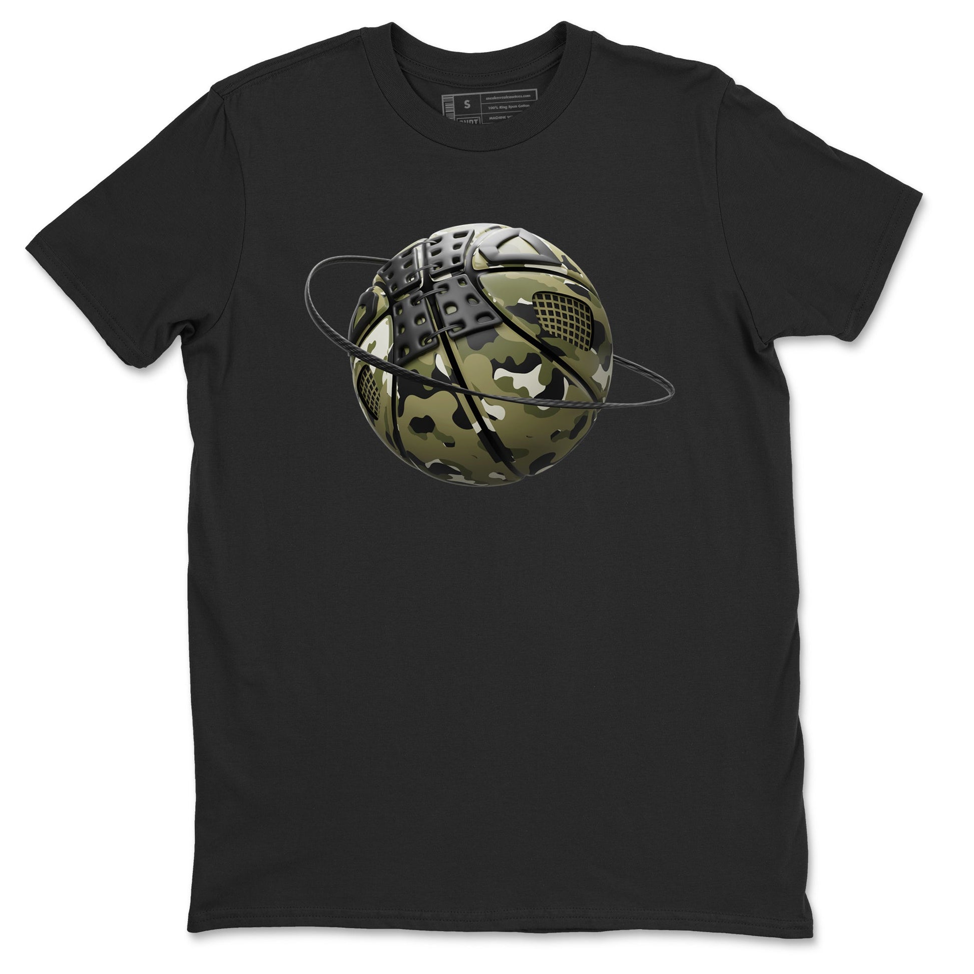 Air Jordan 4 Medium Olive shirt to match jordans Camo Basketball Planet sneaker tees AJ4Medium Olive SNRT Sneaker Release Tees Unisex Black 2 T-Shirt